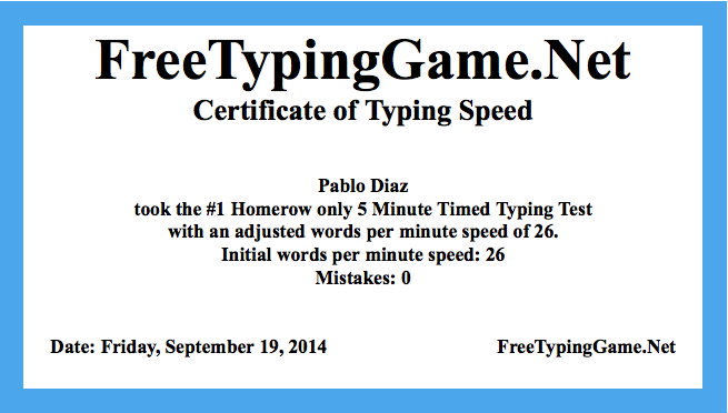 typing certificate